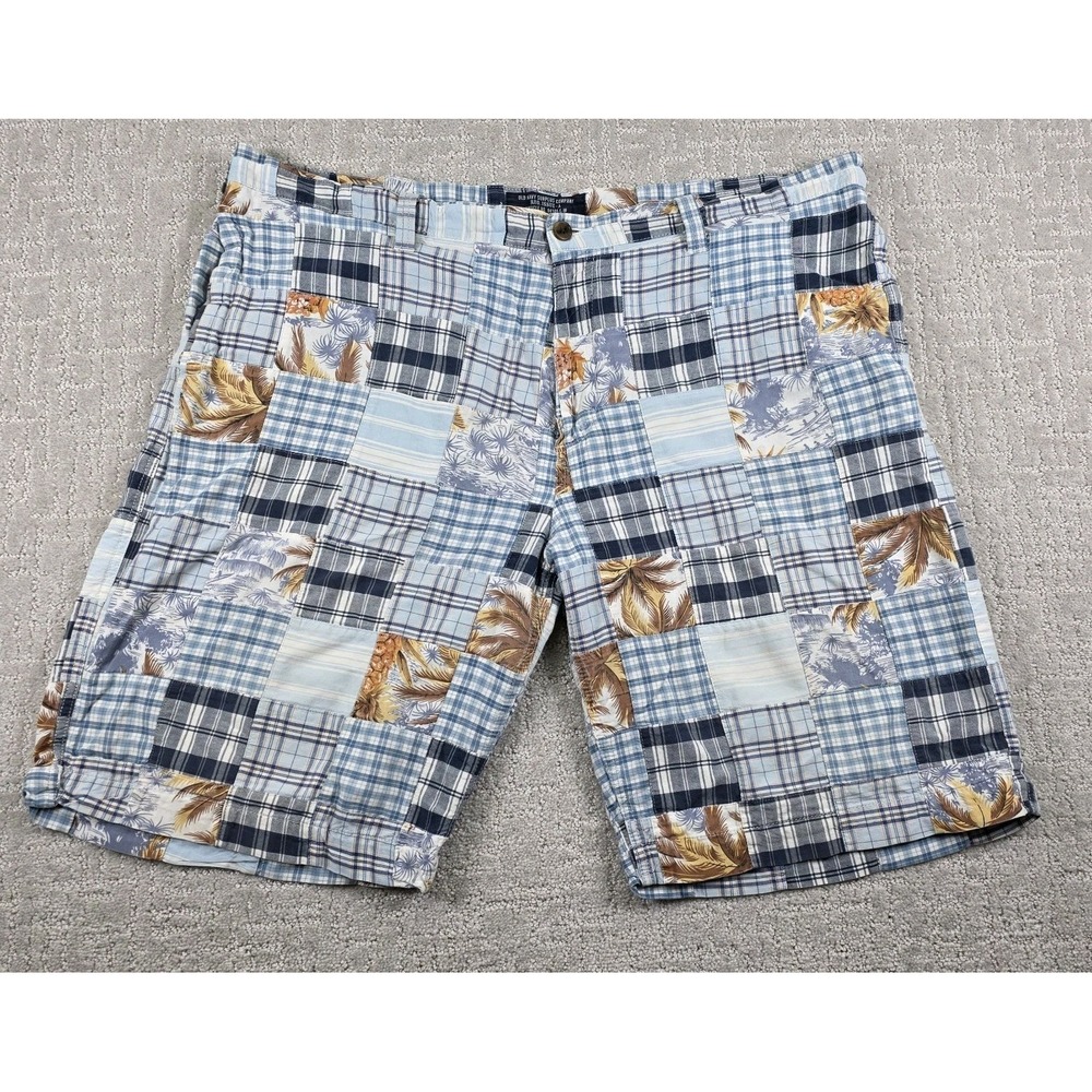 Old Navy Surplus Co Mens Blue Patchwork Plaid Tropical Cotton Shorts Size 42